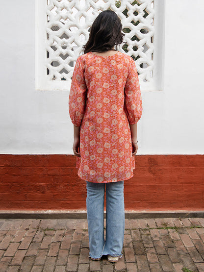 Janasya From Style Master Georgette Floral Regular Tunic