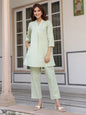 Janasya Light Cotton Solid A-Line Top & Bottom Set