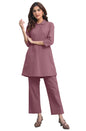 Janasya Light Cotton Solid A-Line Top & Bottom Set