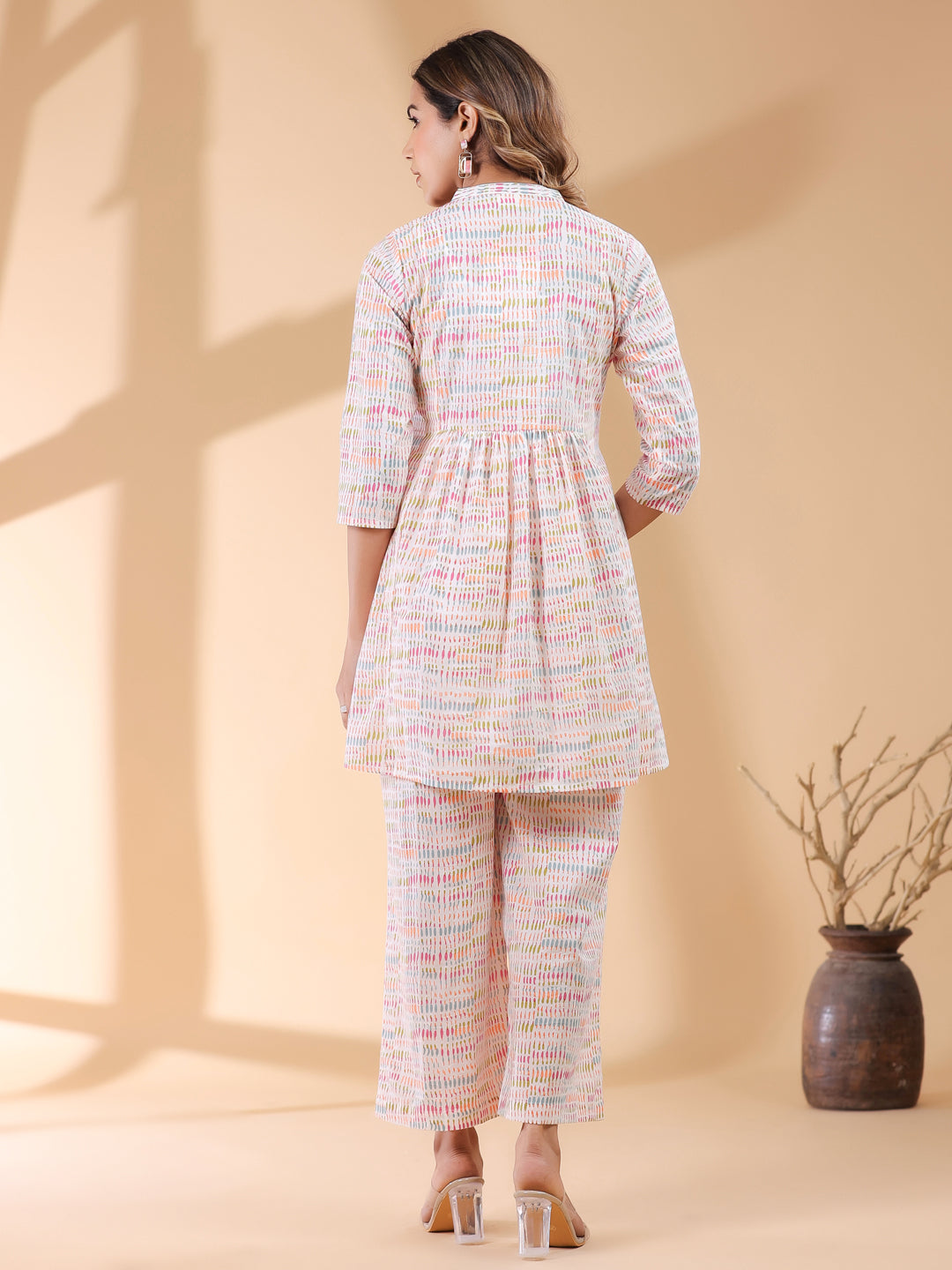 Janasya Light Cotton Abstract A-Line Top & Bottom Set