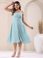 Janasya Light Dobby Chiffon Solid A-Line Dress