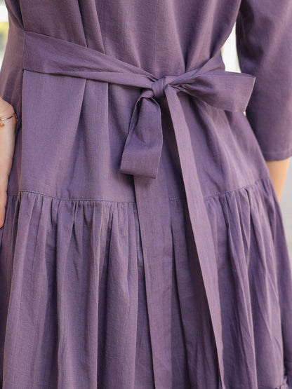 Janasya Light Cotton Solid A-Line DRESS