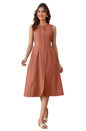 Janasya Dark Cotton Solid A-Line Dress