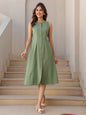 Janasya Dark Cotton Solid A-Line Dress