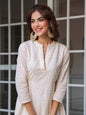 Janasya Light Cotton Schiffli A-Line Dress