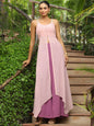 Janasya Light Georgette Striped Asymmetric Kurta Set