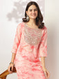 Janasya Light Silk Blend Tie & dye Straight Kurta Set