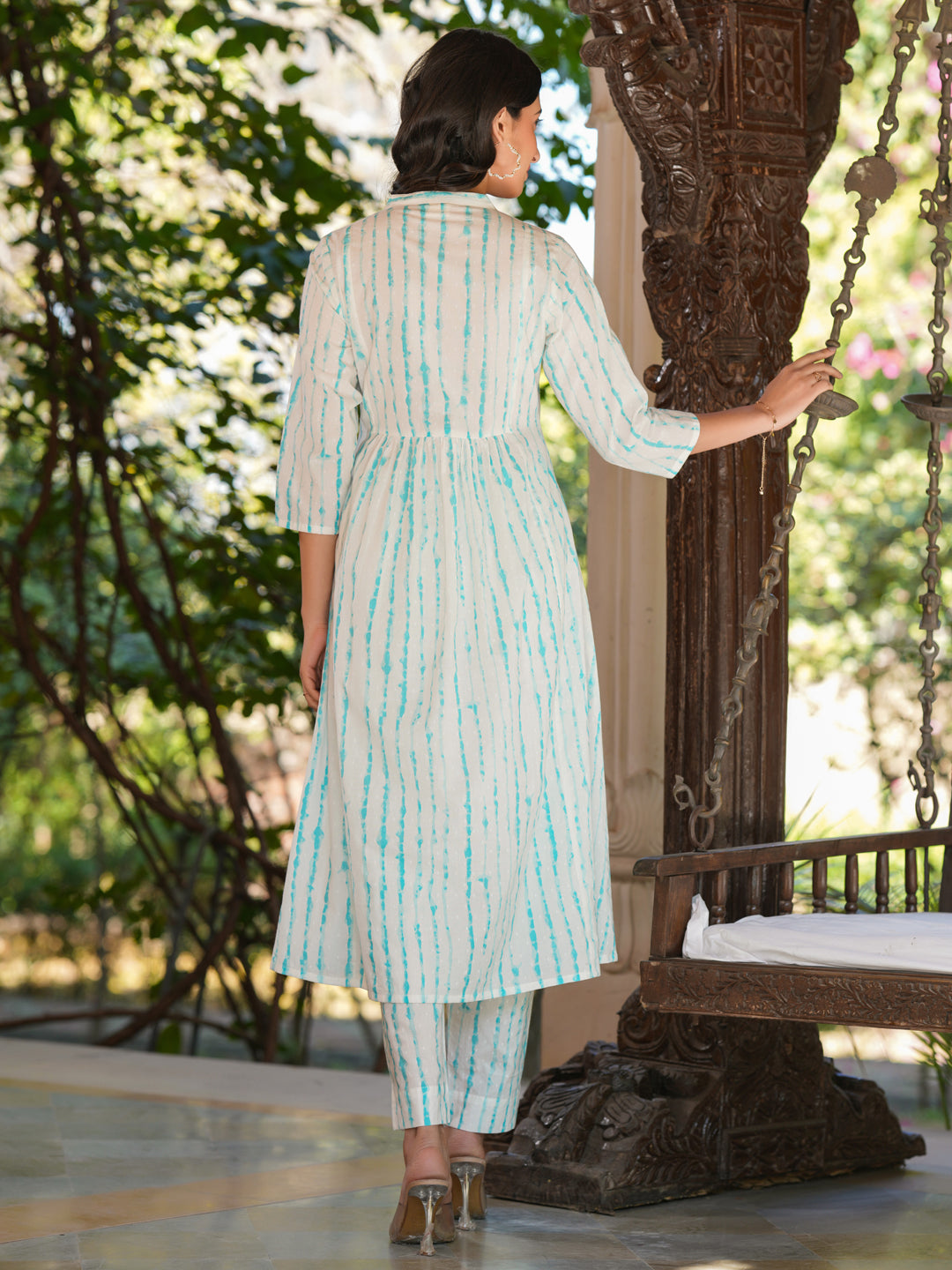Janasya Light Cotton Tie & dye A-Line Kurta Set