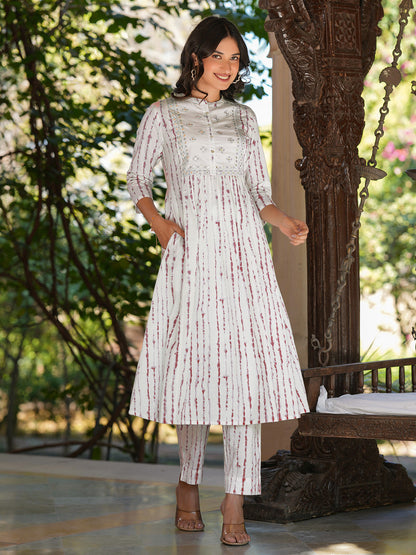 Janasya Light Cotton Tie & dye A-Line Kurta Set
