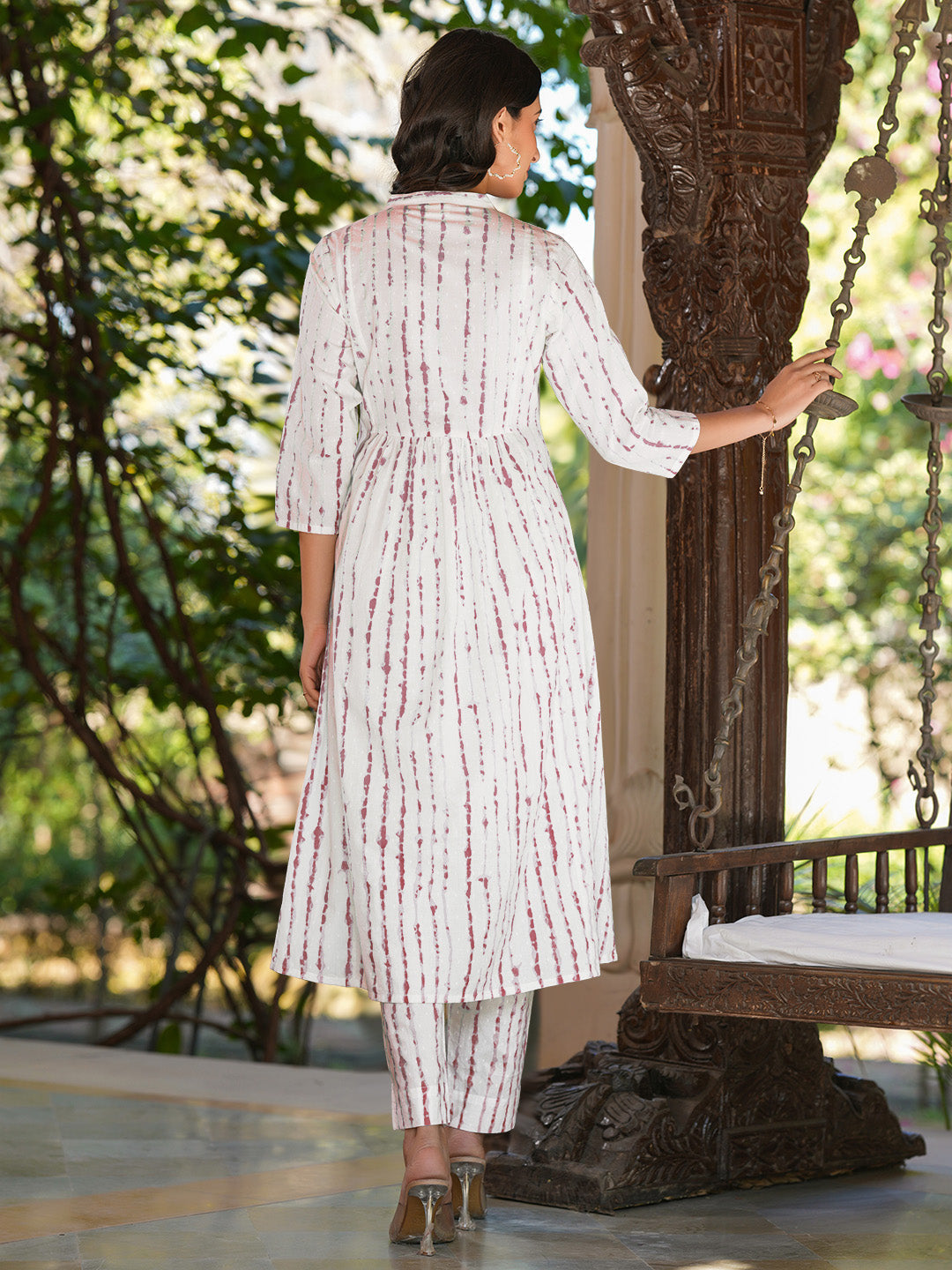 Janasya Light Cotton Tie & dye A-Line Kurta Set