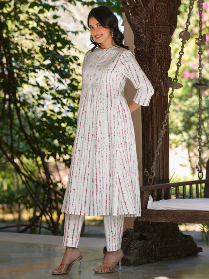 Janasya Light Cotton Tie & dye A-Line Kurta Set