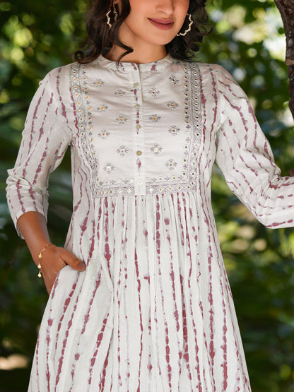 Janasya Light Cotton Tie & dye A-Line Kurta Set