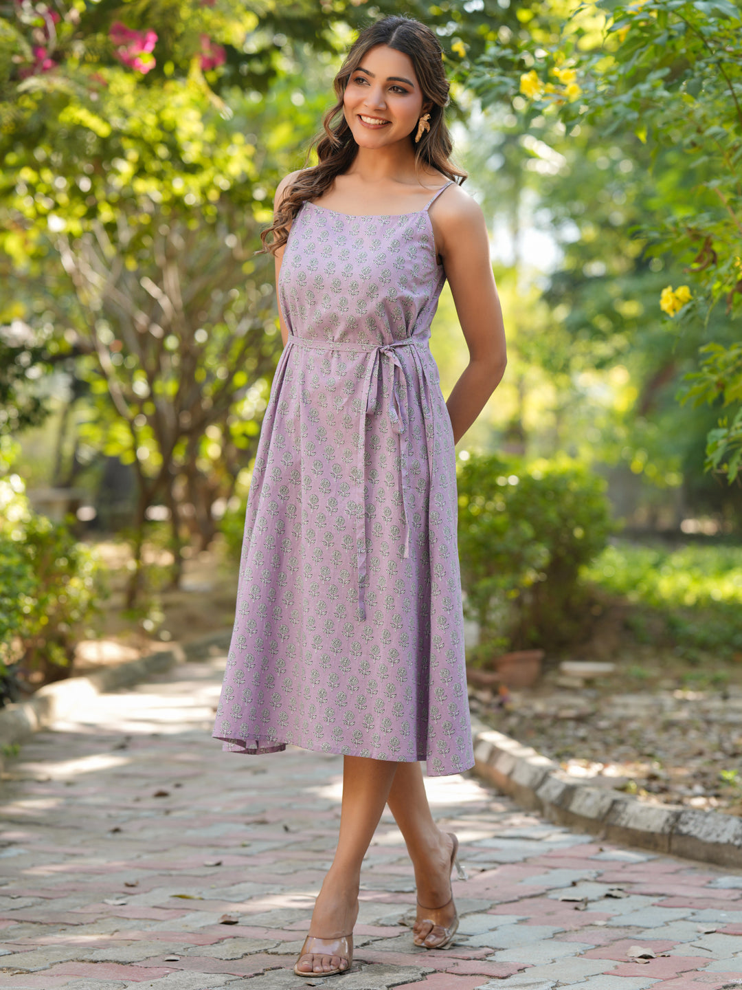 Janasya Light Cotton Floral A-Line Kurta