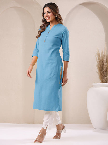 Janasya Light Cotton Solid Straight Kurta