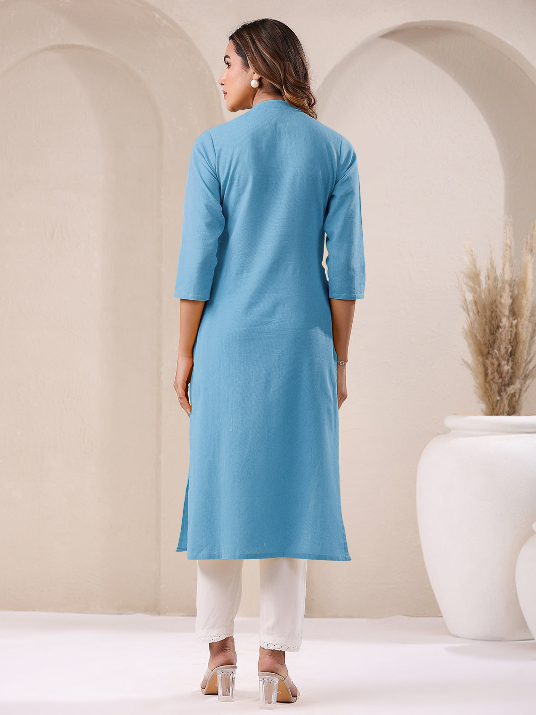 Janasya Light Cotton Solid Straight Kurta