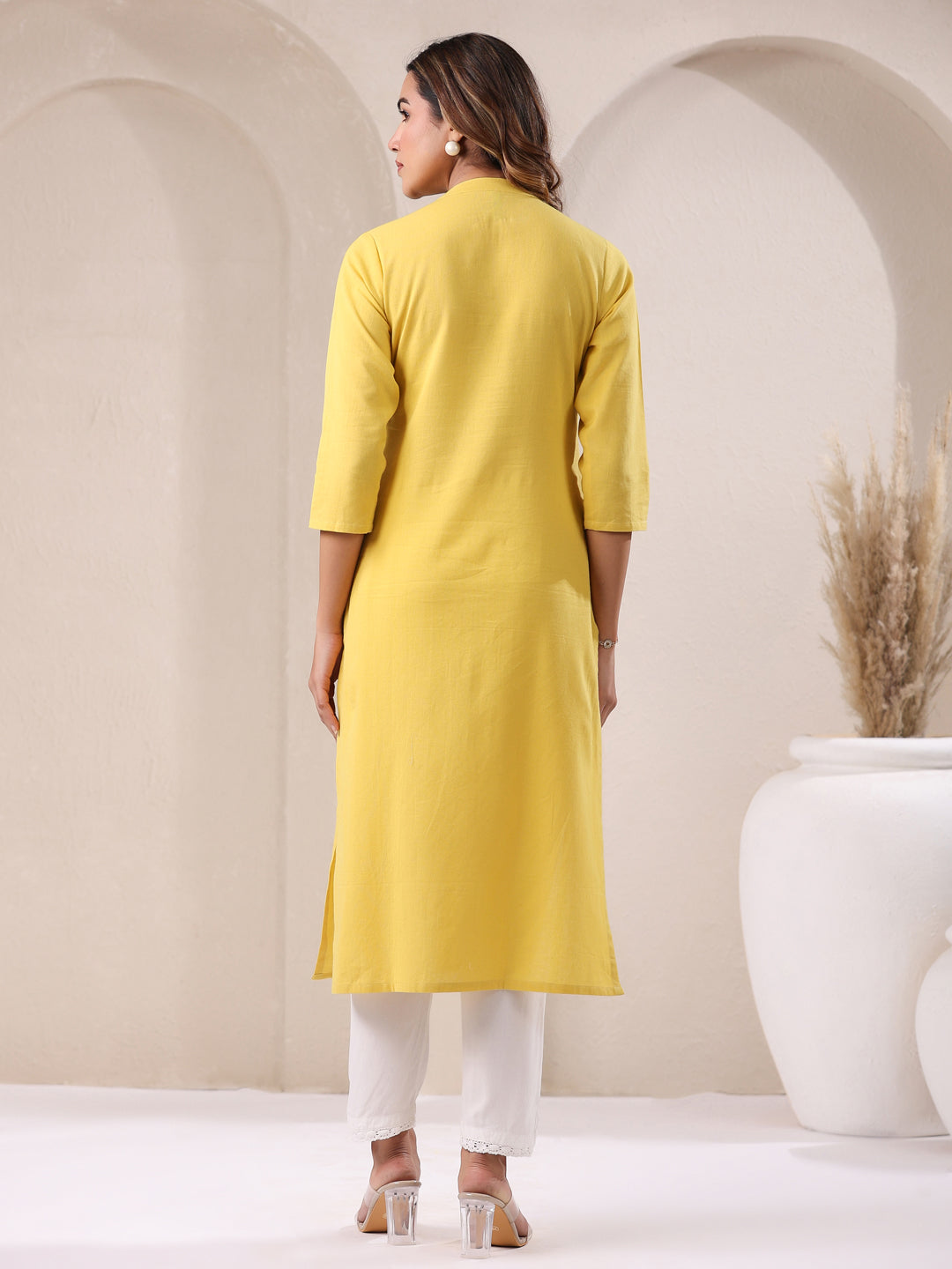 Janasya Light Cotton Solid Straight Kurta