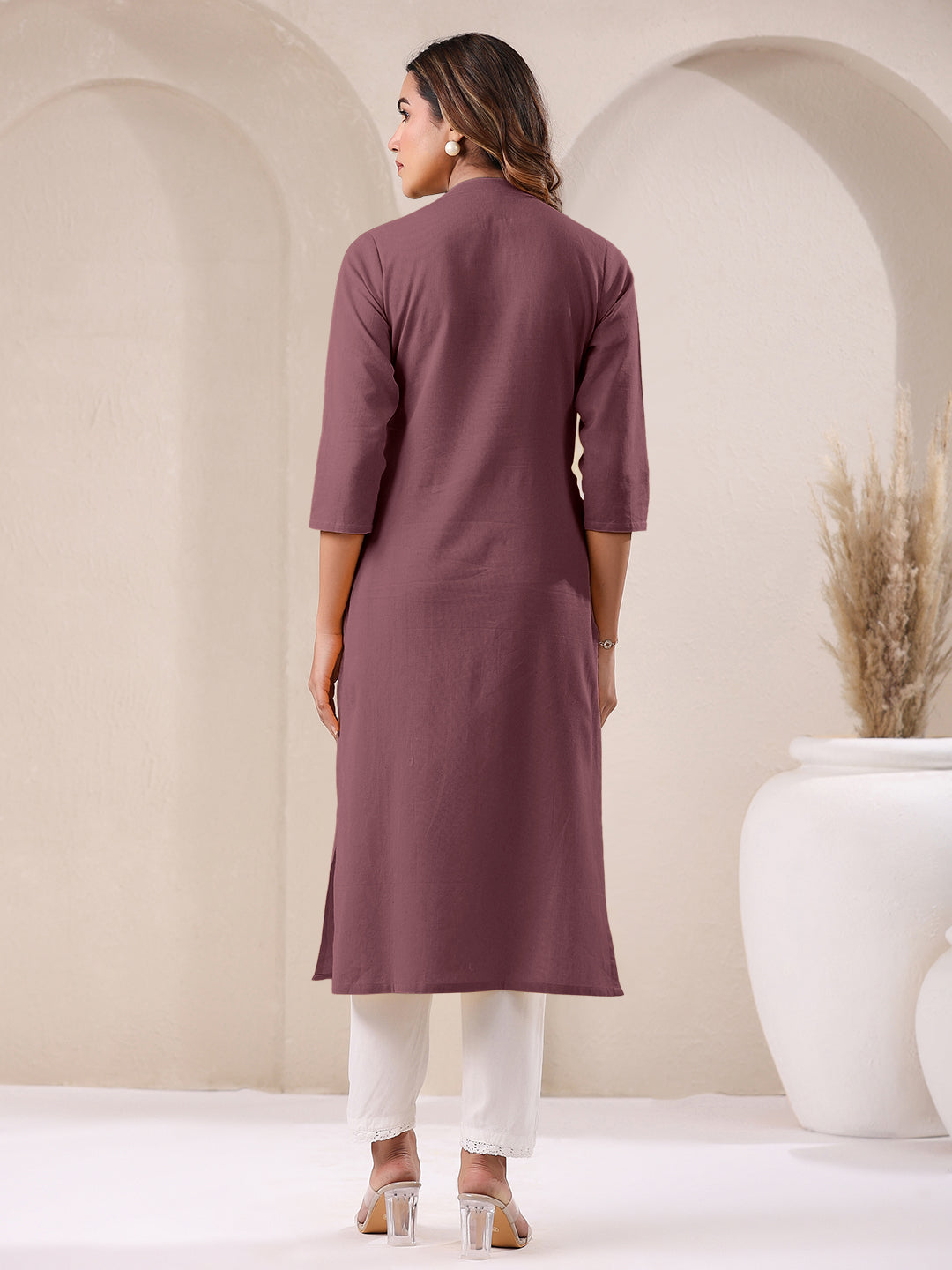 Janasya Light Cotton Solid Straight Kurta