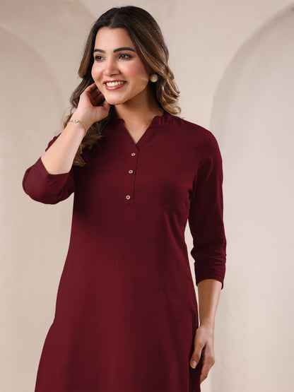 Janasya Light Cotton Solid Straight Kurta