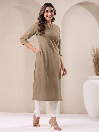 Janasya Light Cotton Solid Straight Kurta