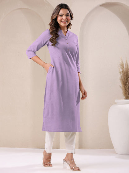 Janasya Light Cotton Solid Straight Kurta
