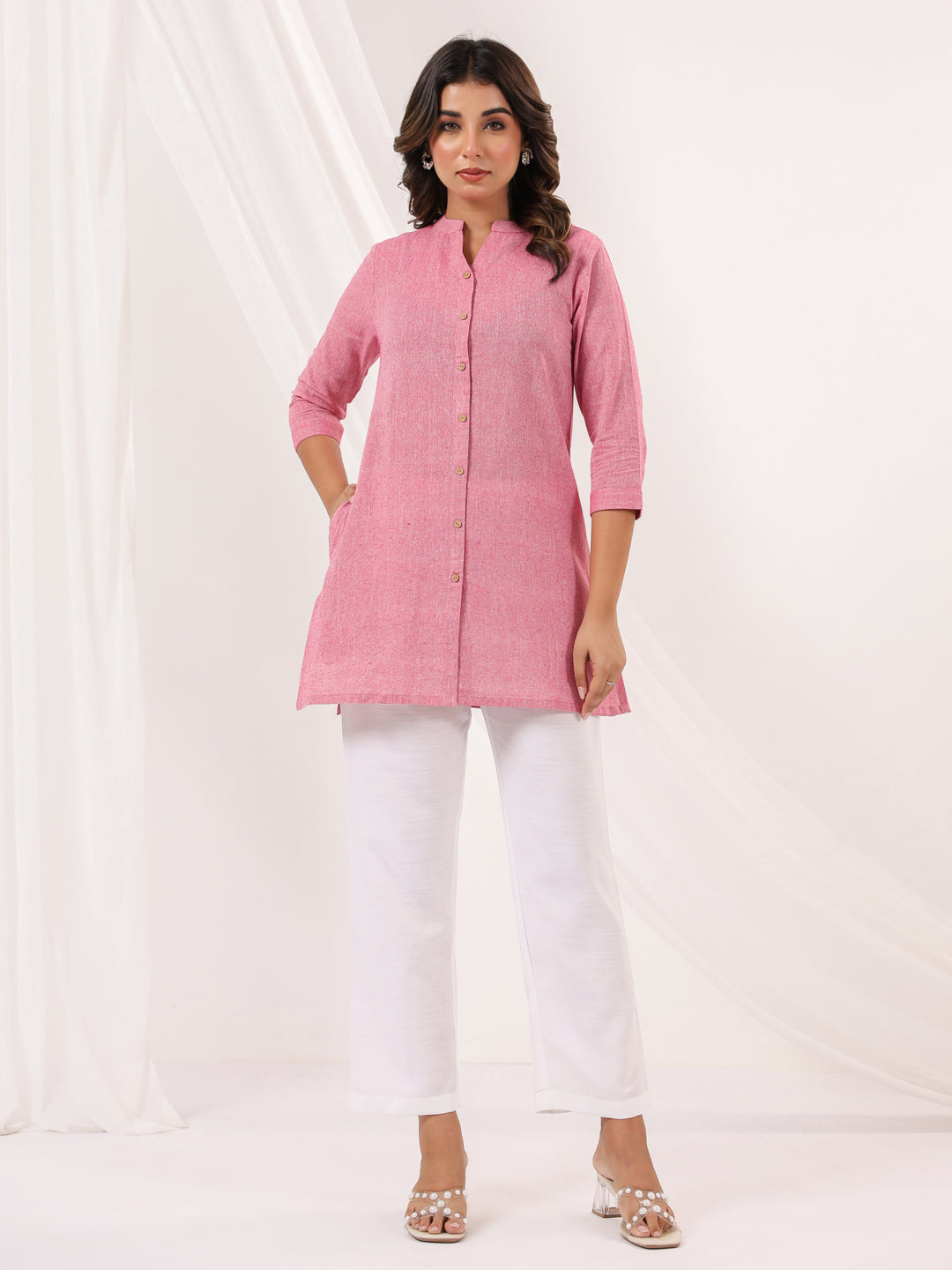 Janasya Light Cotton Solid Straight Kurta