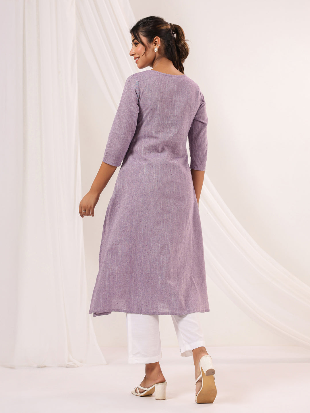 Janasya Light Cotton Solid Straight Kurta