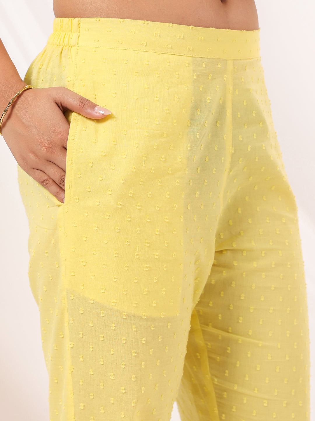 Janasya Light Dobby Cotton Embroidered Straight Kurta Set