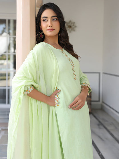 Janasya Light Cotton Self Design Straight Kurta Set