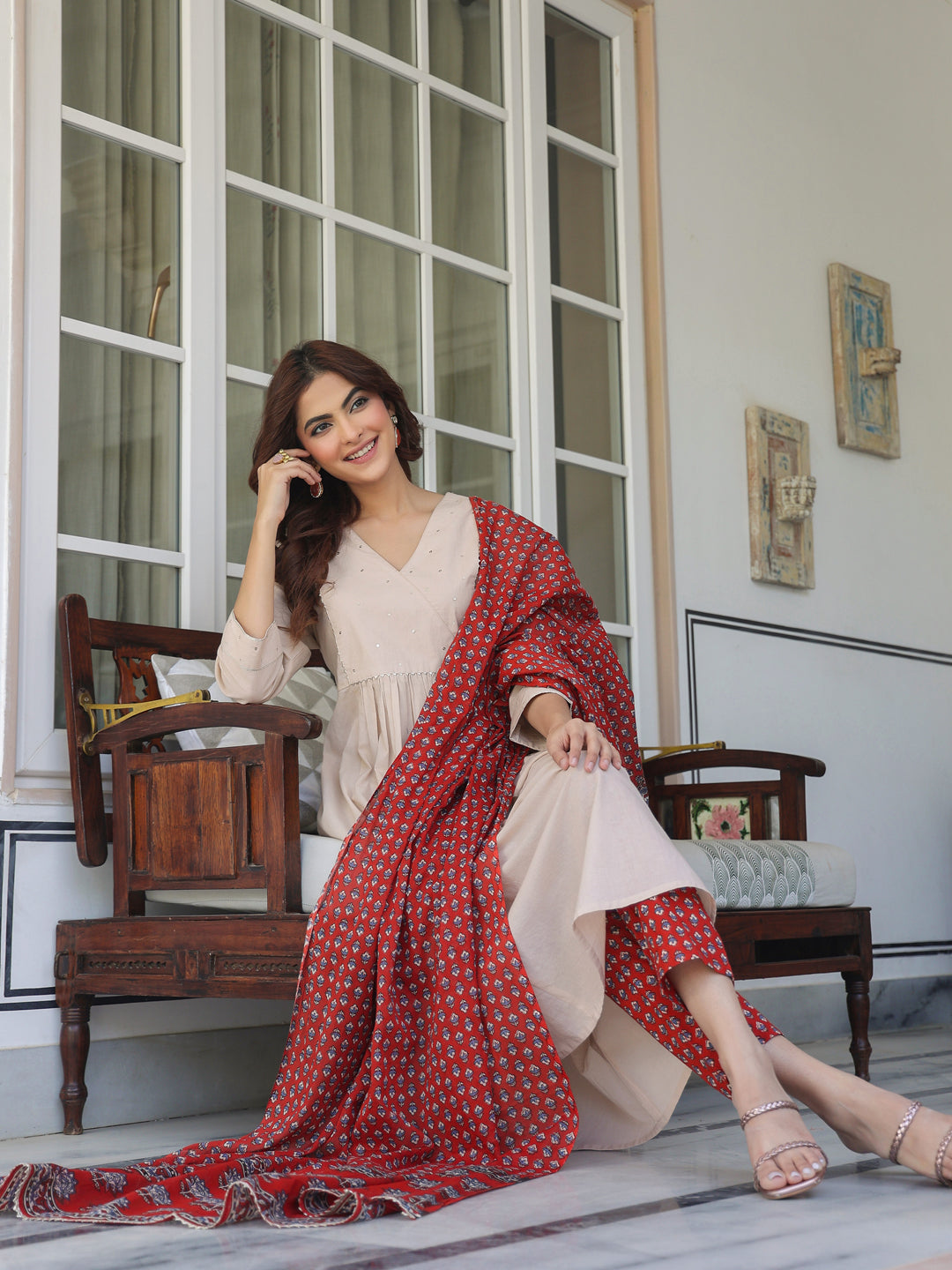 Janasya Light Cotton Solid A-Line Kurta Set