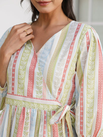Janasya Light Cotton Floral Peplum Top