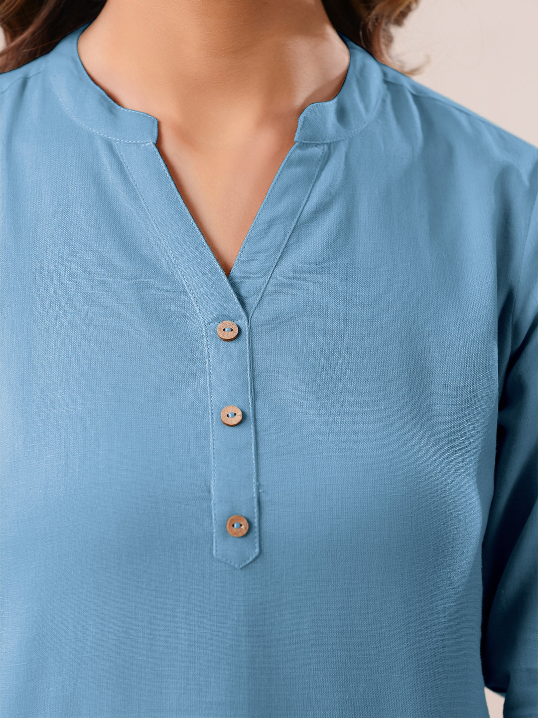Janasya Light Cotton Solid A-Line Top