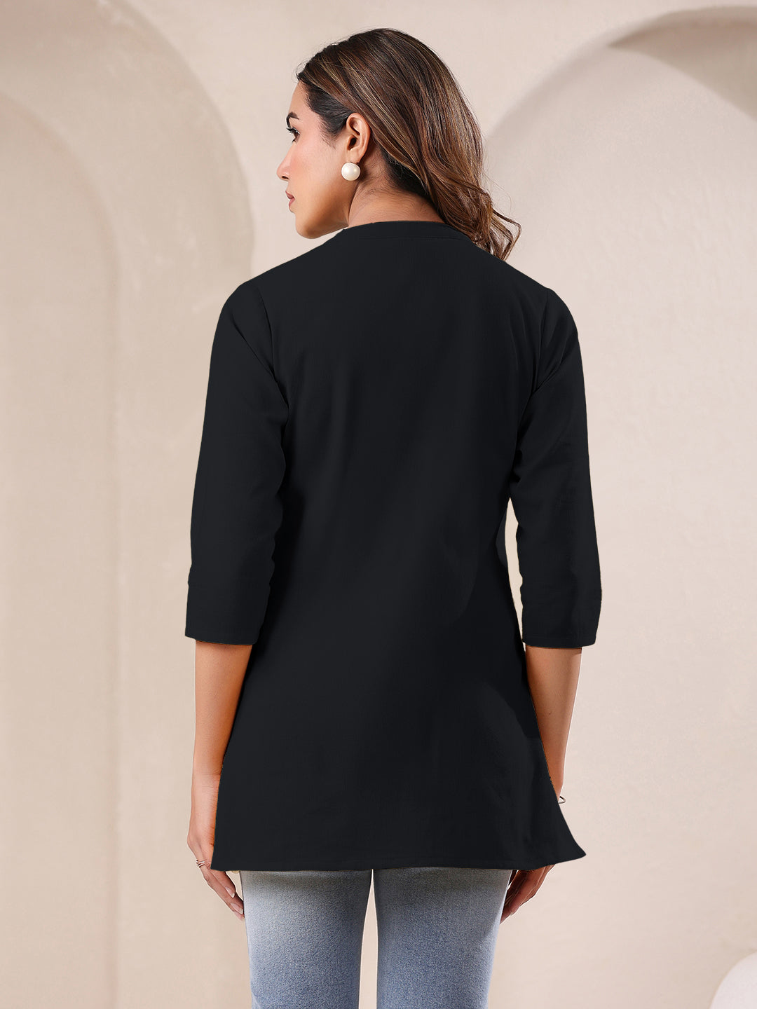 Janasya Light Cotton Solid A-Line Top