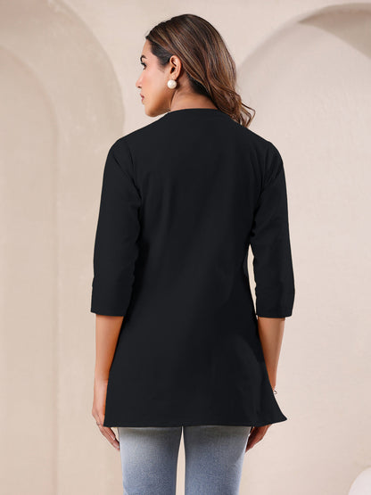Janasya Light Cotton Solid A-Line Top