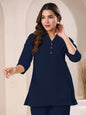 Janasya Dark Cotton Solid A-Line Top