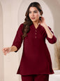 Janasya Dark Cotton Solid Straight TOP