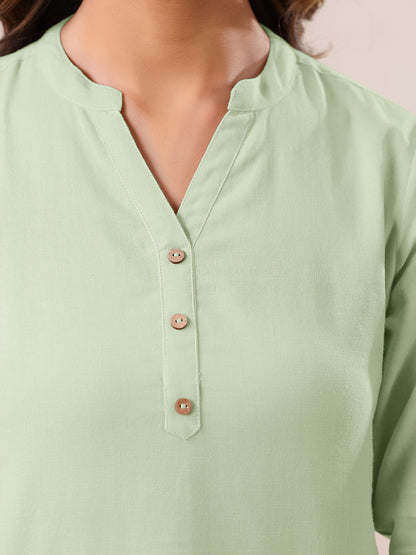 Janasya Light Cotton Solid Straight Top
