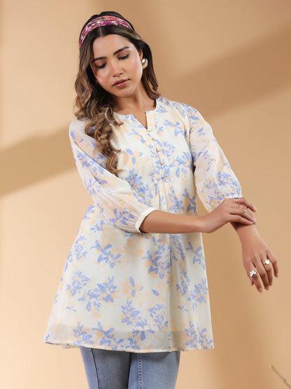 Janasya Light Georgette Floral A-Line Tunic