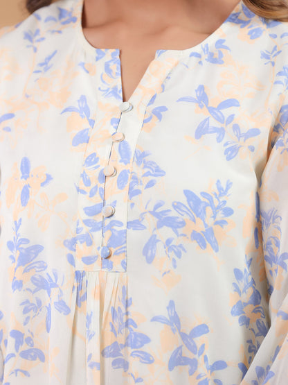 Janasya Light Georgette Floral A-Line Tunic