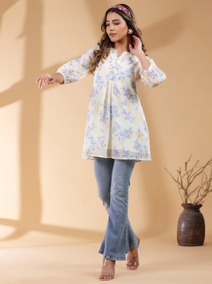 Janasya Light Georgette Floral A-Line Tunic