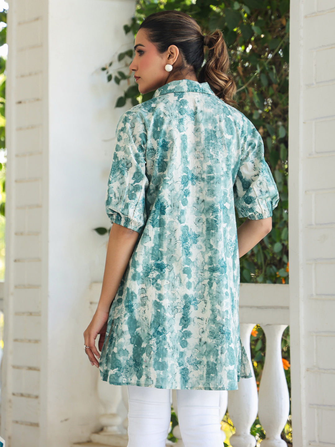 Janasya Dark Cotton Tie & dye Straight Tunic