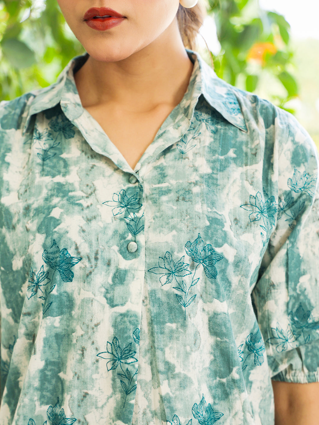 Janasya Dark Cotton Tie & dye Straight Tunic