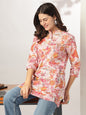 Janasya Light Cotton Floral Straight Tunic