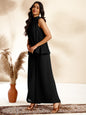 Janasya Black Dobby Chiffon Self Design Co-Ords