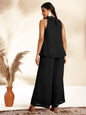 Janasya Black Dobby Chiffon Self Design Co-Ords