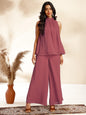 Janasya Coral Dobby Chiffon Self Design Co-Ords