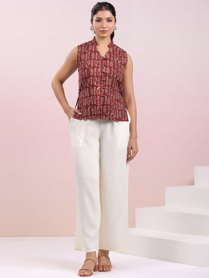 Janasya Straight Cambric Beige Jacket
