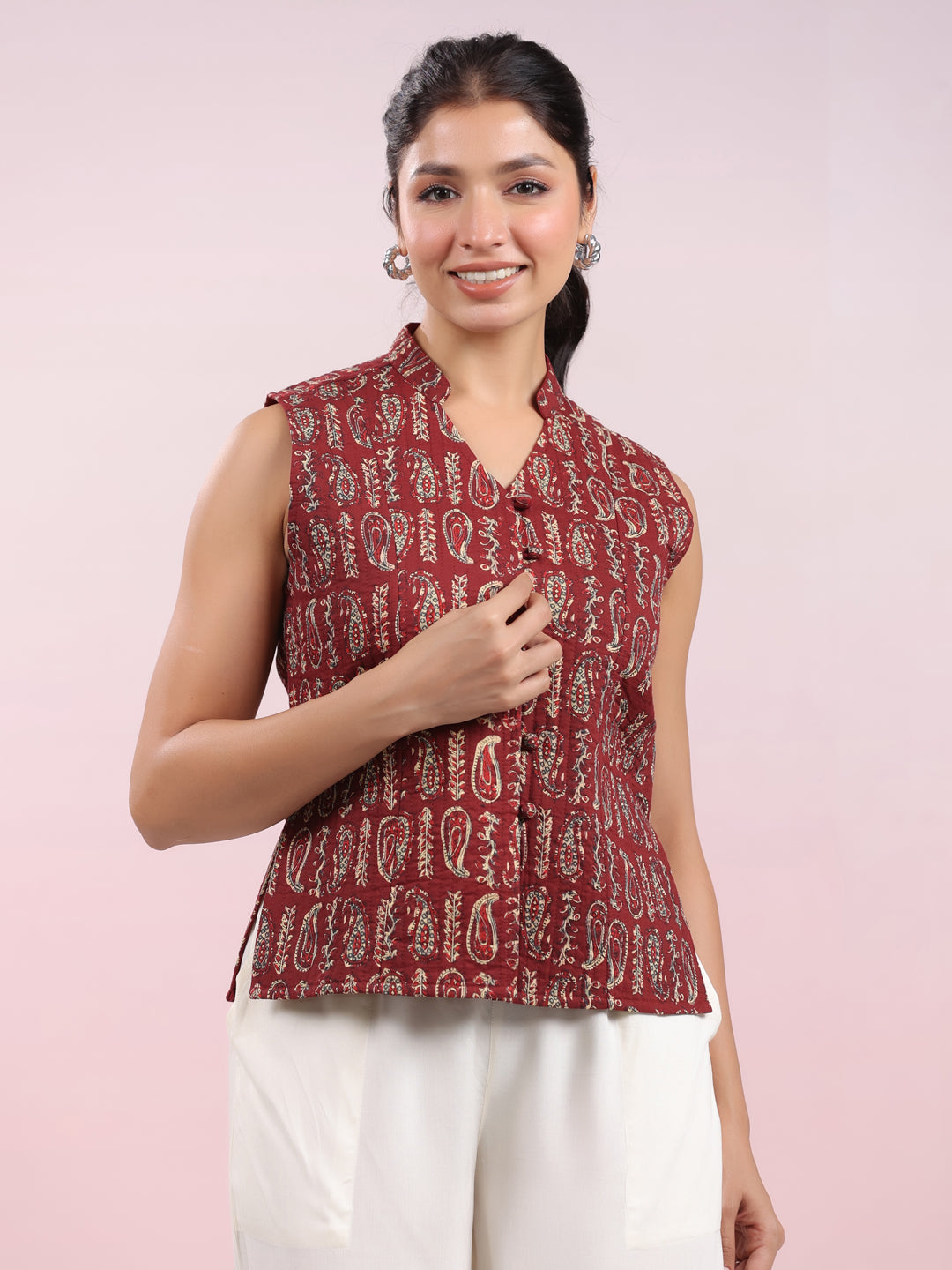 Janasya Straight Cambric Beige Jacket