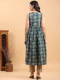 Janasya Dark Green Cambric Ethnic Motifs Kurta