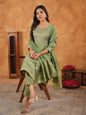 Janasya Sage Premium Chinnon Embroidered Kurta,Bottom & Dupatta