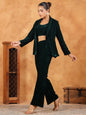 Janasya Green Velvet Solid Top,Bottom & Jacket